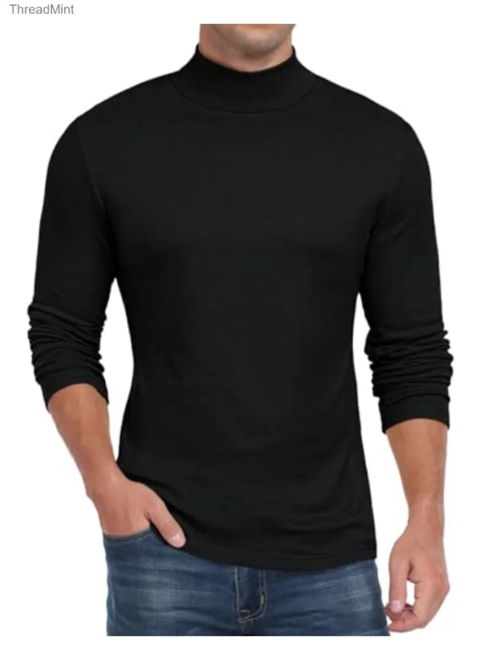 Men's Mock Turtleneck Long Sleeve Thermal Shirt Slim Fit Lightweight Tee